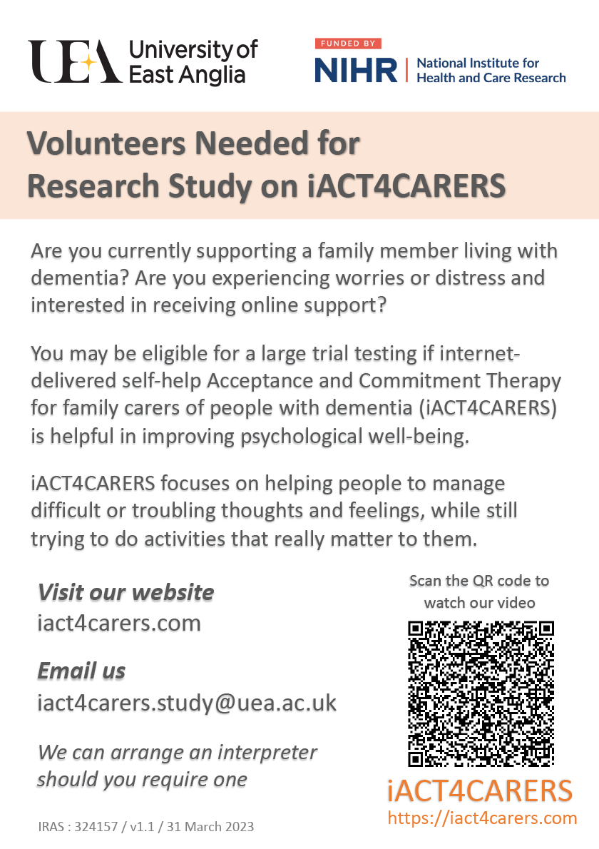 Flyer: Volunteers Needed for Research Study on iACT4CARERS